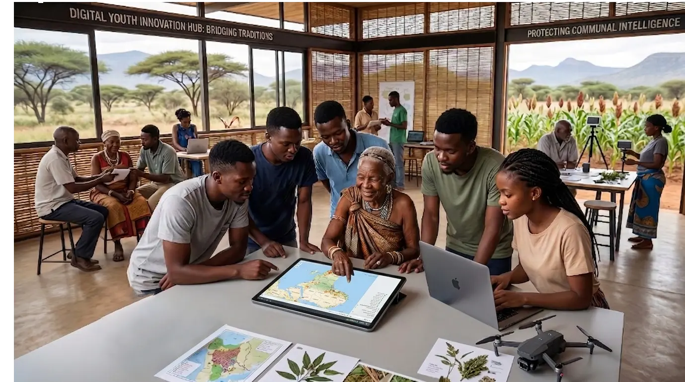 Youth are utilizing AI, data science, and blockchain technology to map biocultural and linguistic resources, digitize oral histories, and protect communal intellectual property from exploitation.